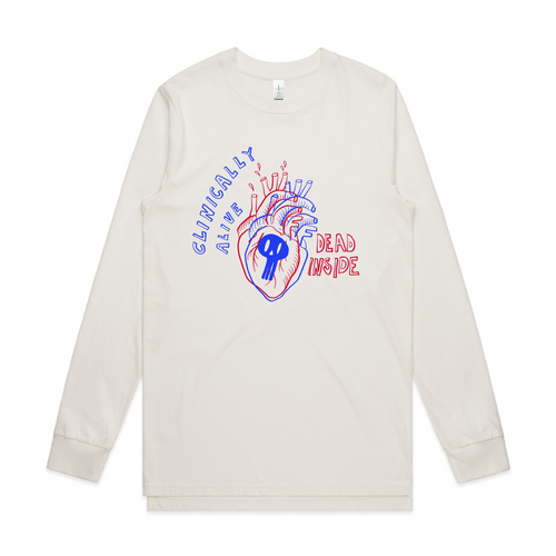 Clinically Alive Tee by Lonely Kids Club. All clothing from our T-shirts to our shorts and hoodies are ethically made, and printed packed and shipped from Sydney.