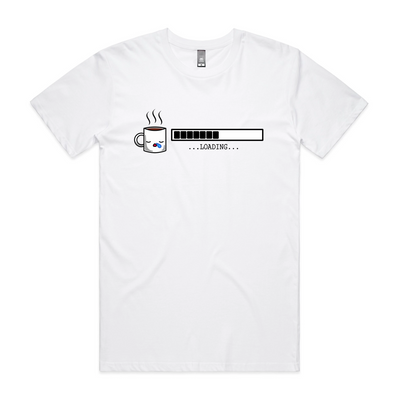 Coffee Loading Tee by Lonely Kids Club. All clothing from our T-shirts to our shorts and hoodies are ethically made, and printed packed and shipped from Sydney.