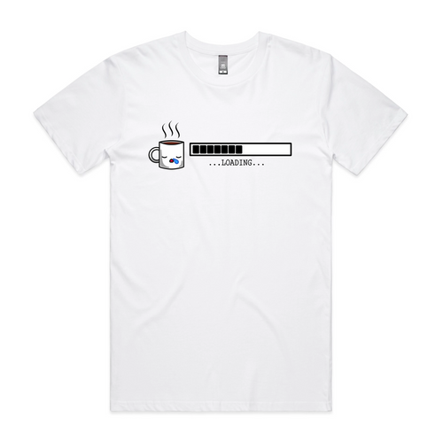 Coffee Loading Tee by Lonely Kids Club. All clothing from our T-shirts to our shorts and hoodies are ethically made, and printed packed and shipped from Sydney.