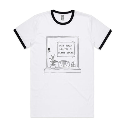 Coffee Shops Tee by Lonely Kids Club. All clothing from our T-shirts to our shorts and hoodies are ethically made, and printed packed and shipped from Sydney.