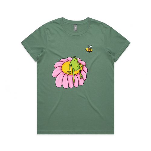 Contemplative Frog Tee by Lonely Kids Club. All clothing from our T-shirts to our shorts and hoodies are ethically made, and printed packed and shipped from Sydney.