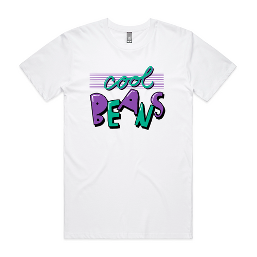 Cool Beans Tee by Lonely Kids Club. All clothing from our T-shirts to our shorts and hoodies are ethically made, and printed packed and shipped from Sydney.