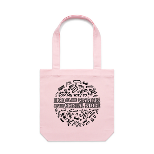 Crystal Licker Tote by Lonely Kids Club. All clothing from our T-shirts to our shorts and hoodies are ethically made, and printed packed and shipped from Sydney.