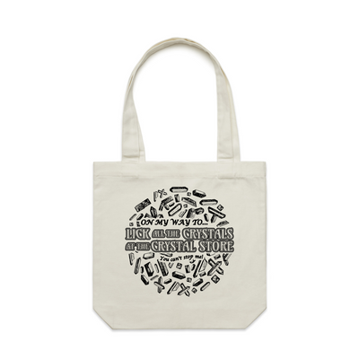Crystal Licker Tote by Lonely Kids Club. All clothing from our T-shirts to our shorts and hoodies are ethically made, and printed packed and shipped from Sydney.