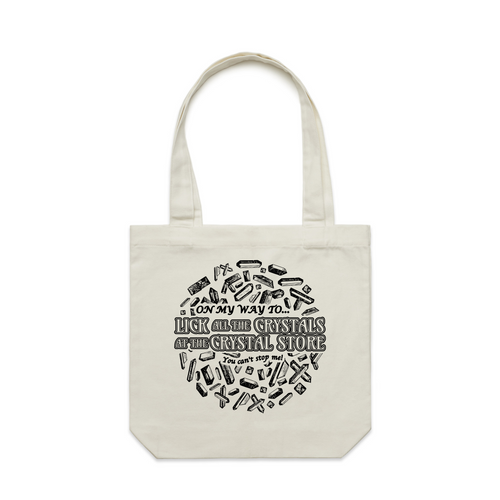 Crystal Licker Tote by Lonely Kids Club. All clothing from our T-shirts to our shorts and hoodies are ethically made, and printed packed and shipped from Sydney.