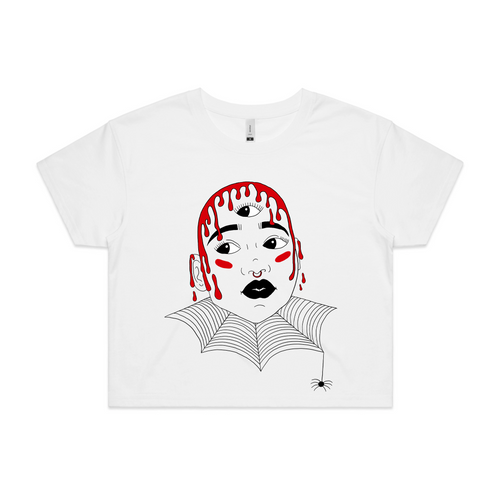 Cursed Girl Tee by Lonely Kids Club. All clothing from our T-shirts to our shorts and hoodies are ethically made, and printed packed and shipped from Sydney.