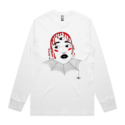 Cursed Girl Tee by Lonely Kids Club. All clothing from our T-shirts to our shorts and hoodies are ethically made, and printed packed and shipped from Sydney.