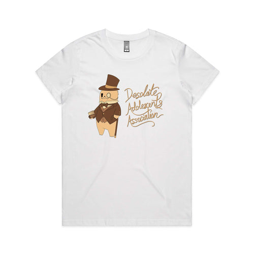 Desolate Adolescents Association Tee by Lonely Kids Club. All clothing from our T-shirts to our shorts and hoodies are ethically made, and printed packed and shipped from Sydney.