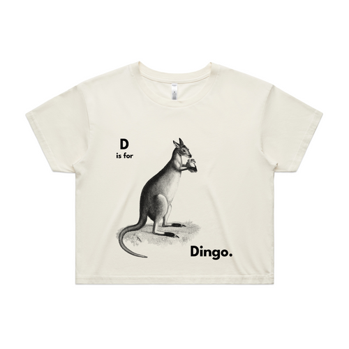 D Is For Dingo Tee by Lonely Kids Club. All clothing from our T-shirts to our shorts and hoodies are ethically made, and printed packed and shipped from Sydney.