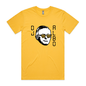 DJ Albo Sunnies Tee by Lonely Kids Club. All clothing from our T-shirts to our shorts and hoodies are ethically made, and printed packed and shipped from Sydney.
