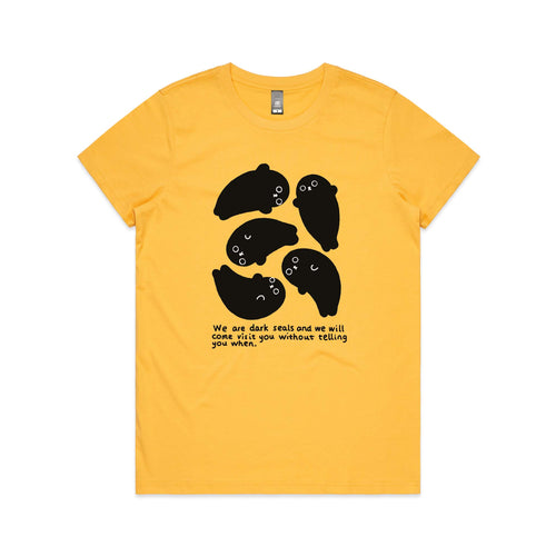 Dark Seals Tee by Lonely Kids Club. All clothing from our T-shirts to our shorts and hoodies are ethically made, and printed packed and shipped from Sydney.