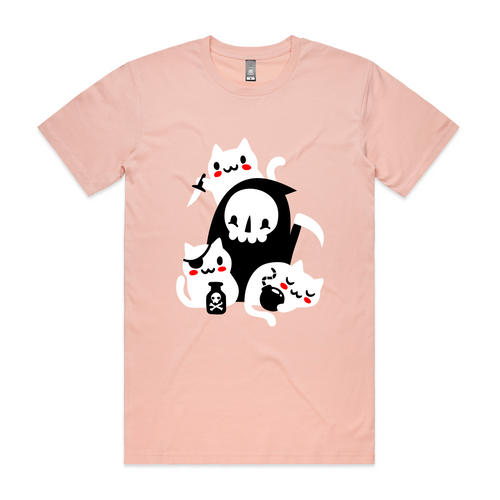 Death's Little Helpers Tee by Lonely Kids Club. All clothing from our T-shirts to our shorts and hoodies are ethically made, and printed packed and shipped from Sydney.
