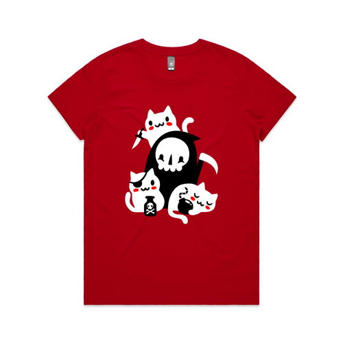Death's Little Helpers Tee by Lonely Kids Club. All clothing from our T-shirts to our shorts and hoodies are ethically made, and printed packed and shipped from Sydney.