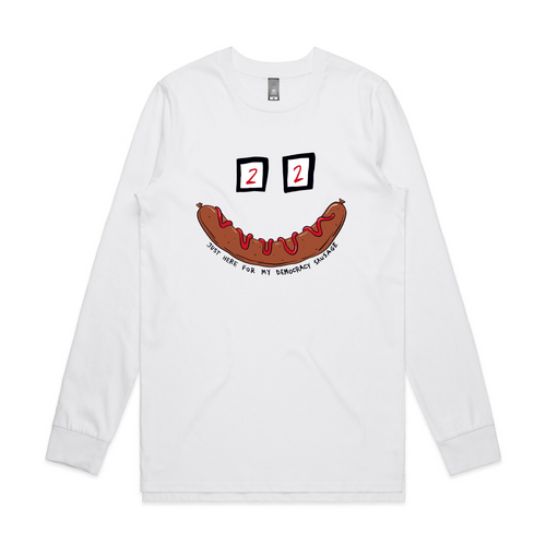 Democracy Sausage Tee by Lonely Kids Club. All clothing from our T-shirts to our shorts and hoodies are ethically made, and printed packed and shipped from Sydney.