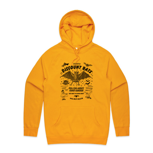 Discount Bats Hoodie by Lonely Kids Club. All clothing from our T-shirts to our shorts and hoodies are ethically made, and printed packed and shipped from Sydney.