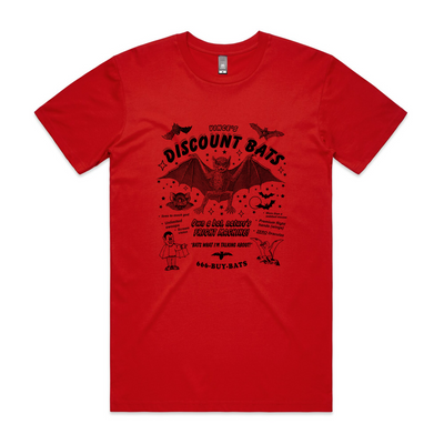 Discount Bats Tee by Lonely Kids Club. All clothing from our T-shirts to our shorts and hoodies are ethically made, and printed packed and shipped from Sydney.