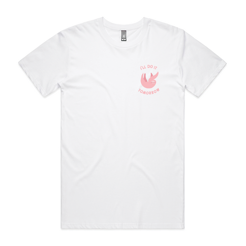 Do It Tomorrow Tee by Lonely Kids Club. All clothing from our T-shirts to our shorts and hoodies are ethically made, and printed packed and shipped from Sydney.