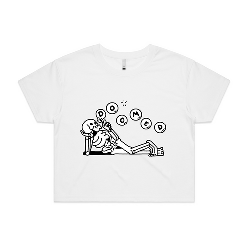 Doomed Tee by Lonely Kids Club. All clothing from our T-shirts to our shorts and hoodies are ethically made, and printed packed and shipped from Sydney.