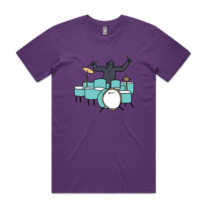 Drumming Gorilla Tee by Lonely Kids Club. All clothing from our T-shirts to our shorts and hoodies are ethically made, and printed packed and shipped from Sydney.