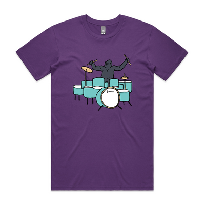 Drumming Gorilla Tee by Lonely Kids Club. All clothing from our T-shirts to our shorts and hoodies are ethically made, and printed packed and shipped from Sydney.