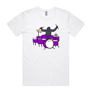 Drumming Gorilla Tee by Lonely Kids Club. All clothing from our T-shirts to our shorts and hoodies are ethically made, and printed packed and shipped from Sydney.