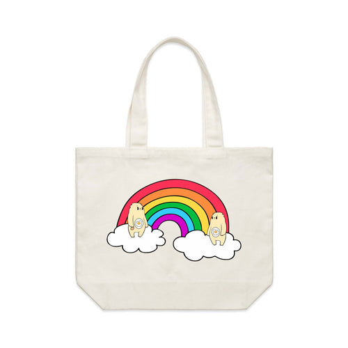 Egg Bear Tote by Lonely Kids Club. All clothing from our T-shirts to our shorts and hoodies are ethically made, and printed packed and shipped from Sydney.