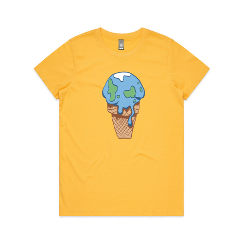 Earth Ice Cream Tee by Lonely Kids Club. All clothing from our T-shirts to our shorts and hoodies are ethically made, and printed packed and shipped from Sydney.