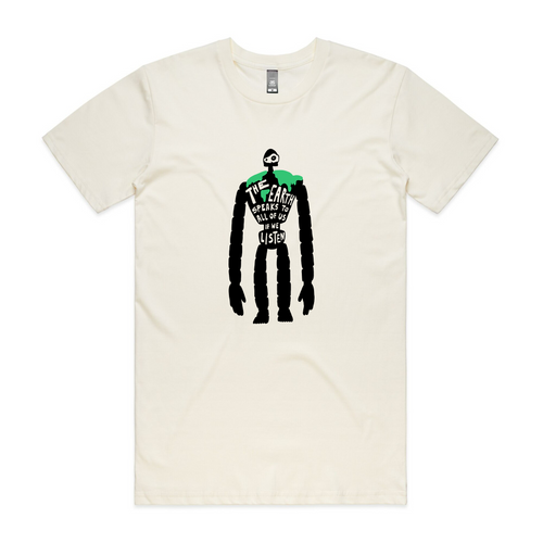 Earth Speaks Tee by Lonely Kids Club. All clothing from our T-shirts to our shorts and hoodies are ethically made, and printed packed and shipped from Sydney.