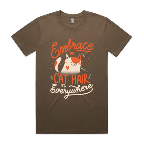 Embrace The Cat Hair Tee by Lonely Kids Club. All clothing from our T-shirts to our shorts and hoodies are ethically made, and printed packed and shipped from Sydney.