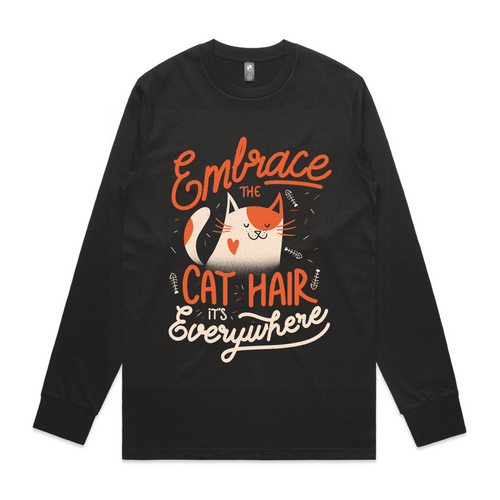 Embrace The Cat Hair Tee by Lonely Kids Club. All clothing from our T-shirts to our shorts and hoodies are ethically made, and printed packed and shipped from Sydney.