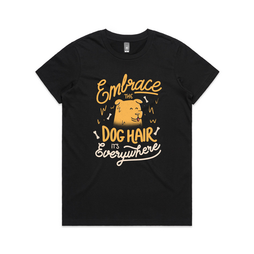 Embrace The Dog Hair Tee by Lonely Kids Club. All clothing from our T-shirts to our shorts and hoodies are ethically made, and printed packed and shipped from Sydney.