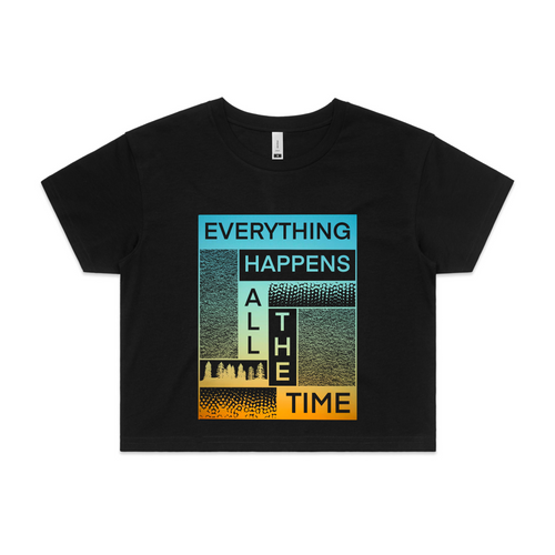 Everything Happens All The Time Tee by Lonely Kids Club. All clothing from our T-shirts to our shorts and hoodies are ethically made, and printed packed and shipped from Sydney.