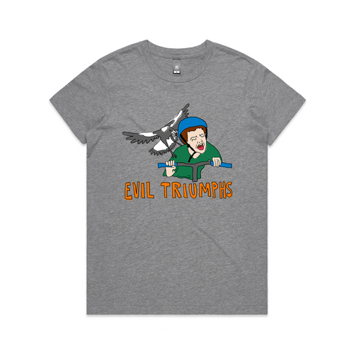 Evil Triumphs Tee by Lonely Kids Club. All clothing from our T-shirts to our shorts and hoodies are ethically made, and printed packed and shipped from Sydney.