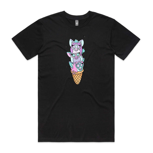 Furby Stack Tee by Lonely Kids Club. All clothing from our T-shirts to our shorts and hoodies are ethically made, and printed packed and shipped from Sydney.
