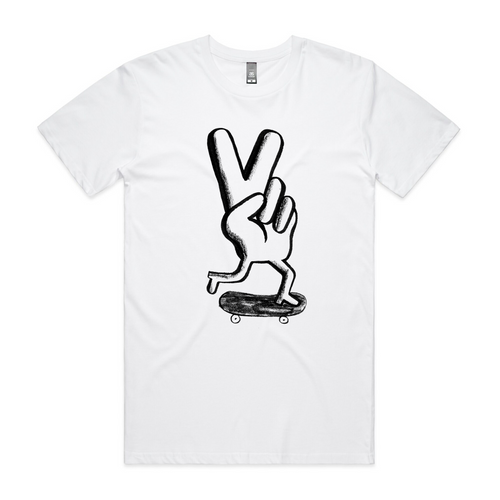 Failr Peace On A Board Tee by Lonely Kids Club. All clothing from our T-shirts to our shorts and hoodies are ethically made, and printed packed and shipped from Sydney.