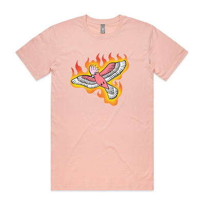 Flamin' Galah Tee by Lonely Kids Club. All clothing from our T-shirts to our shorts and hoodies are ethically made, and printed packed and shipped from Sydney.