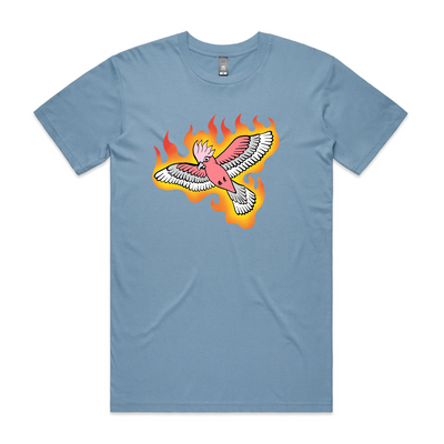 Flamin' Galah Tee by Lonely Kids Club. All clothing from our T-shirts to our shorts and hoodies are ethically made, and printed packed and shipped from Sydney.