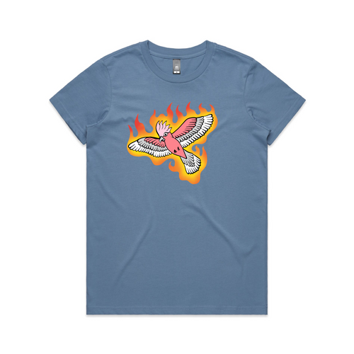 Flamin' Galah Tee by Lonely Kids Club. All clothing from our T-shirts to our shorts and hoodies are ethically made, and printed packed and shipped from Sydney.