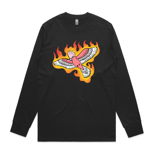 Flamin' Galah Tee by Lonely Kids Club. All clothing from our T-shirts to our shorts and hoodies are ethically made, and printed packed and shipped from Sydney.