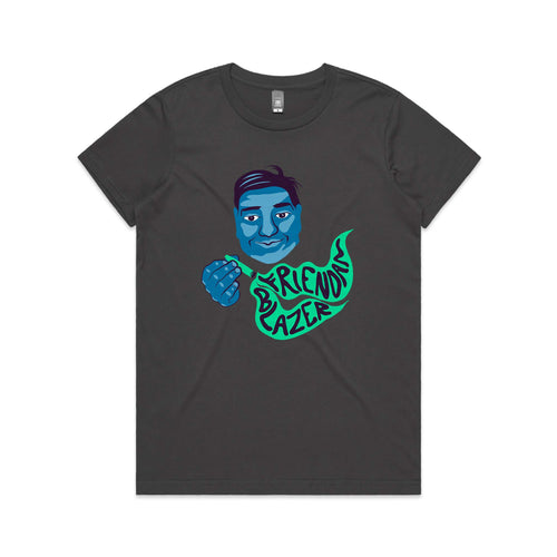 Friendan Blazer Tee by Lonely Kids Club. All clothing from our T-shirts to our shorts and hoodies are ethically made, and printed packed and shipped from Sydney.