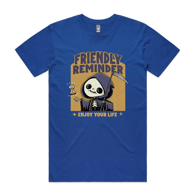 Friendly Reminder Tee by Lonely Kids Club. All clothing from our T-shirts to our shorts and hoodies are ethically made, and printed packed and shipped from Sydney.