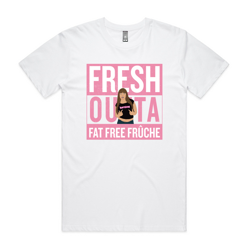 Fresh Outta Fruche Tee by Lonely Kids Club. All clothing from our T-shirts to our shorts and hoodies are ethically made, and printed packed and shipped from Sydney.