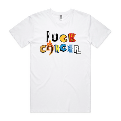 Fuck Cancer Charity Tee by Lonely Kids Club. All clothing from our T-shirts to our shorts and hoodies are ethically made, and printed packed and shipped from Sydney.