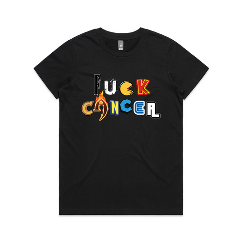 Fuck Cancer Charity Tee by Lonely Kids Club. All clothing from our T-shirts to our shorts and hoodies are ethically made, and printed packed and shipped from Sydney.