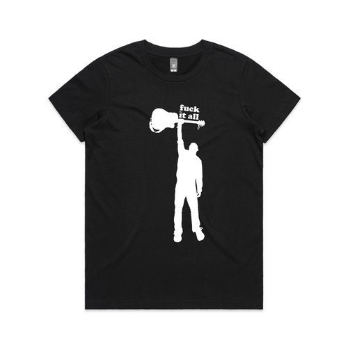 The Lyrical Fuck It All Tee by Lonely Kids Club. All clothing from our T-shirts to our shorts and hoodies are ethically made, and printed packed and shipped from Sydney.