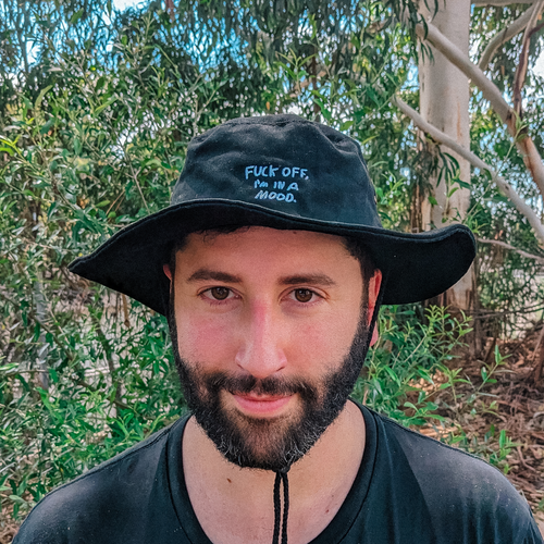 Fuck Off Sun Hat by Lonely Kids Club. All clothing from our T-shirts to our shorts and hoodies are ethically made, and printed packed and shipped from Sydney.