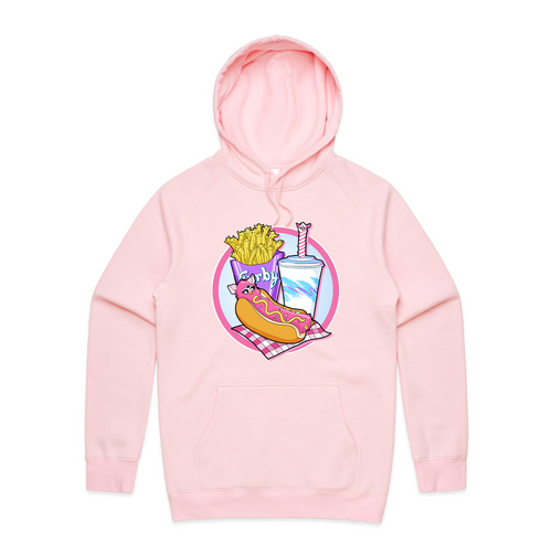 Furby Snacks Hoodie by Lonely Kids Club. All clothing from our T-shirts to our shorts and hoodies are ethically made, and printed packed and shipped from Sydney.