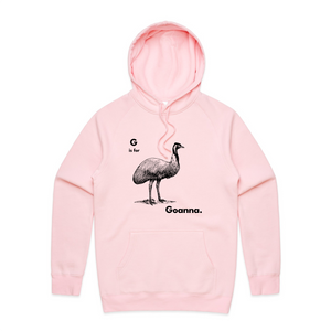 G Is For Goanna Hoodie by Lonely Kids Club. All clothing from our T-shirts to our shorts and hoodies are ethically made, and printed packed and shipped from Sydney.