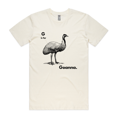 G Is For Goanna Tee by Lonely Kids Club. All clothing from our T-shirts to our shorts and hoodies are ethically made, and printed packed and shipped from Sydney.