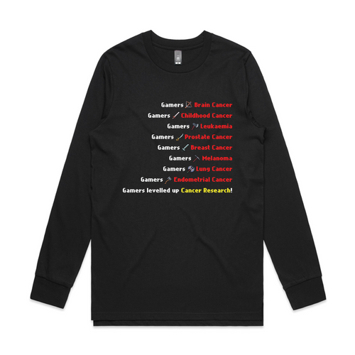 Gamers VS Cancer Charity Tee by Lonely Kids Club. All clothing from our T-shirts to our shorts and hoodies are ethically made, and printed packed and shipped from Sydney.